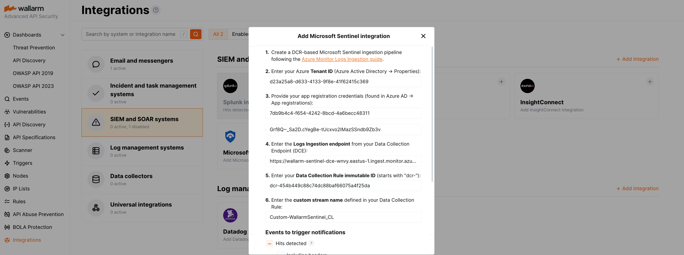 Sentinel integration