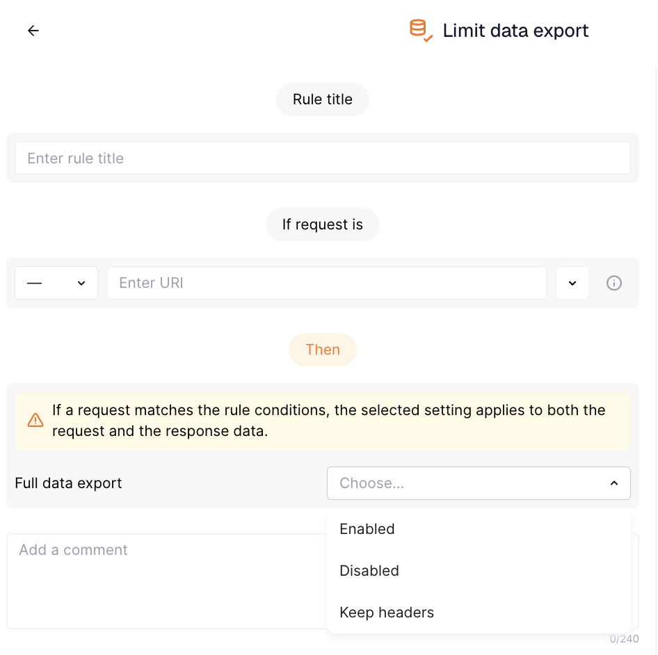 Limit data export rule