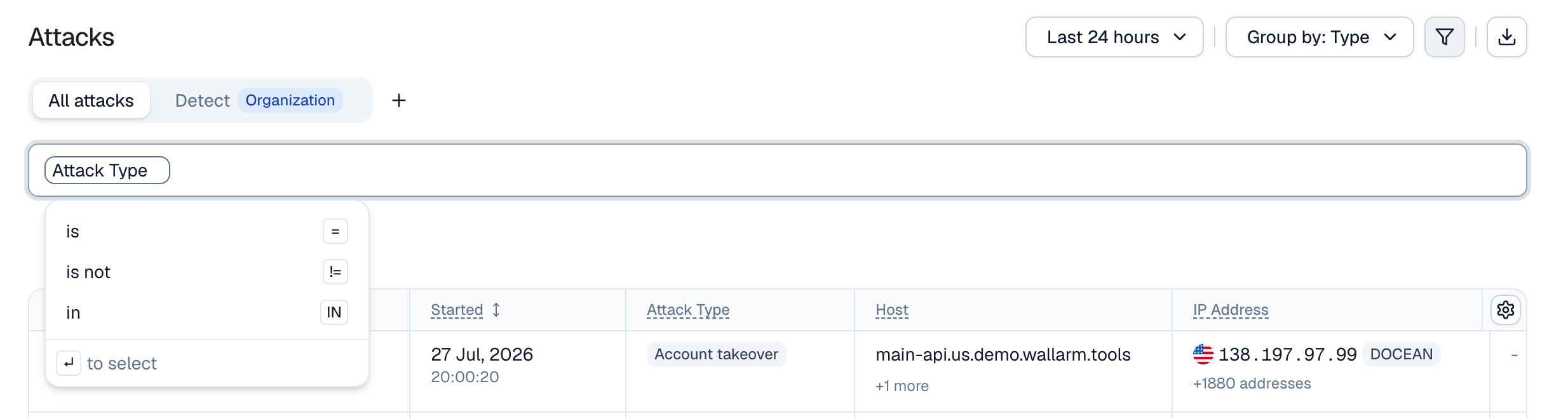 Attack filter - operators