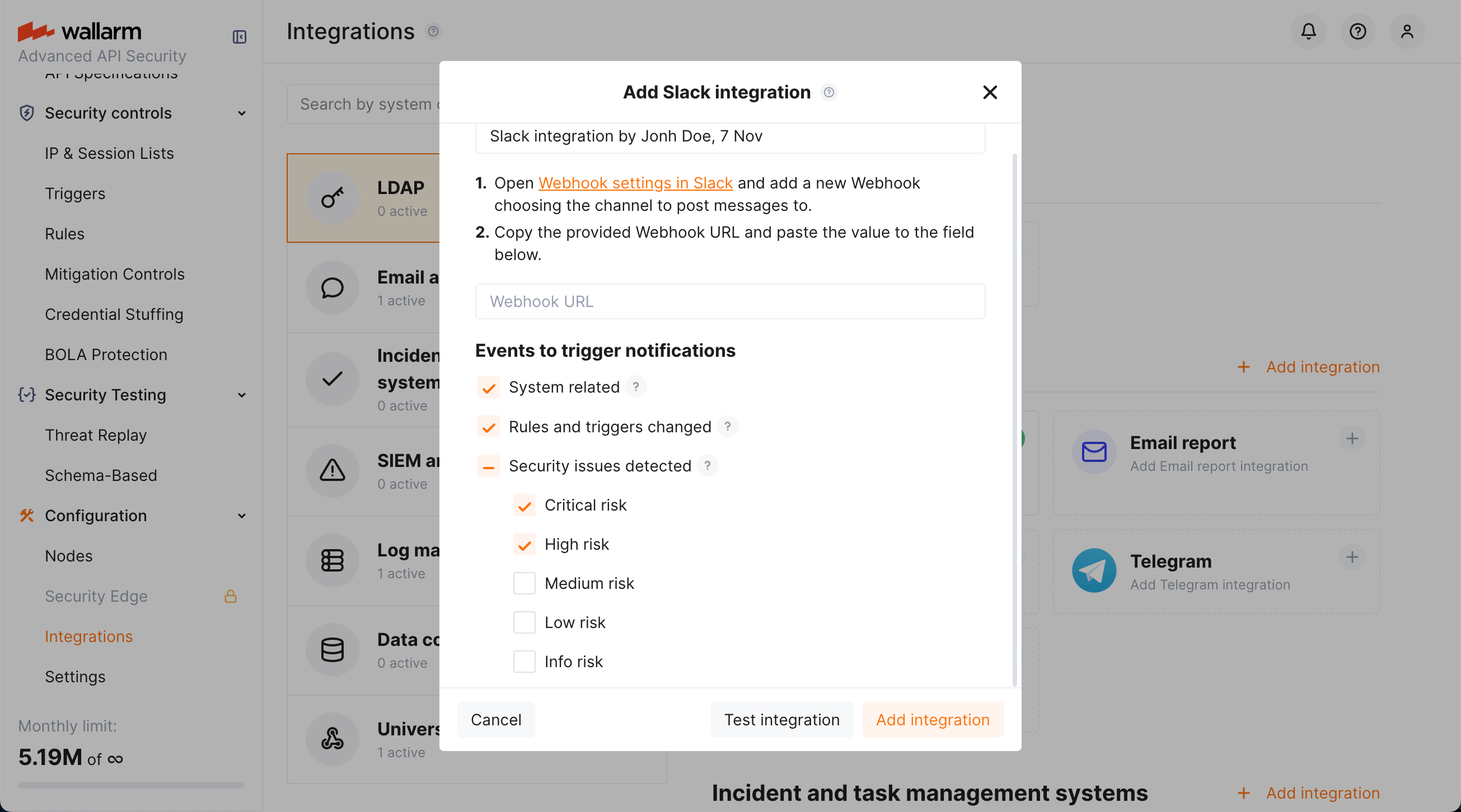 Slack integration